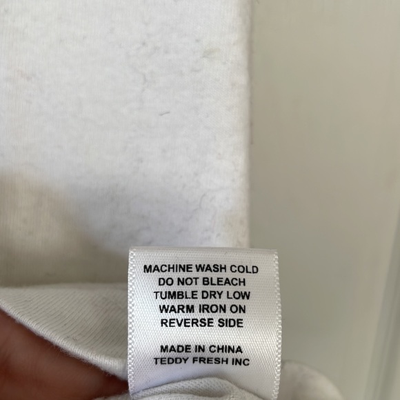 Teddy Fresh merch white crew neck teddy t shirt short sleeve sz M cotton stained - Picture 12 of 17